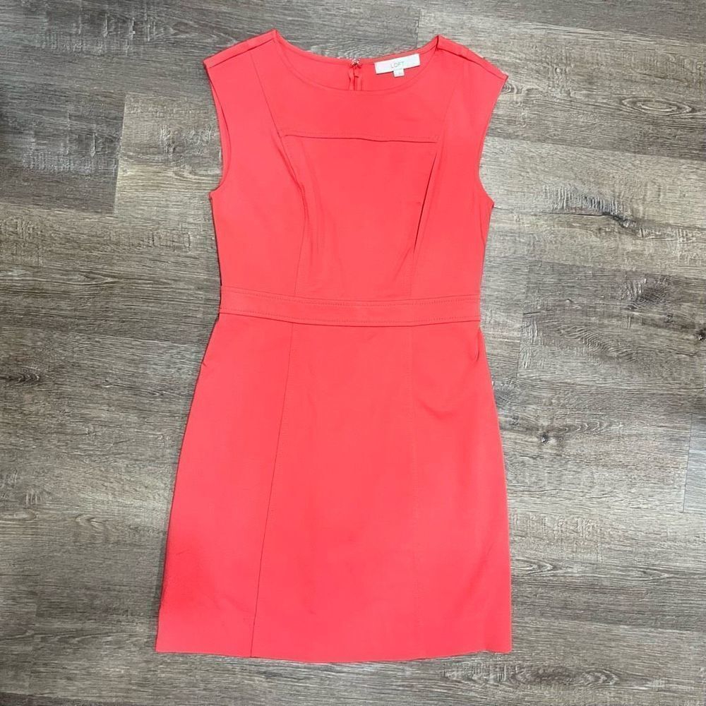 Ann Taylor LOFT Size 6 Women's Coral Sleeveless High Neck Stretch Dress​​
